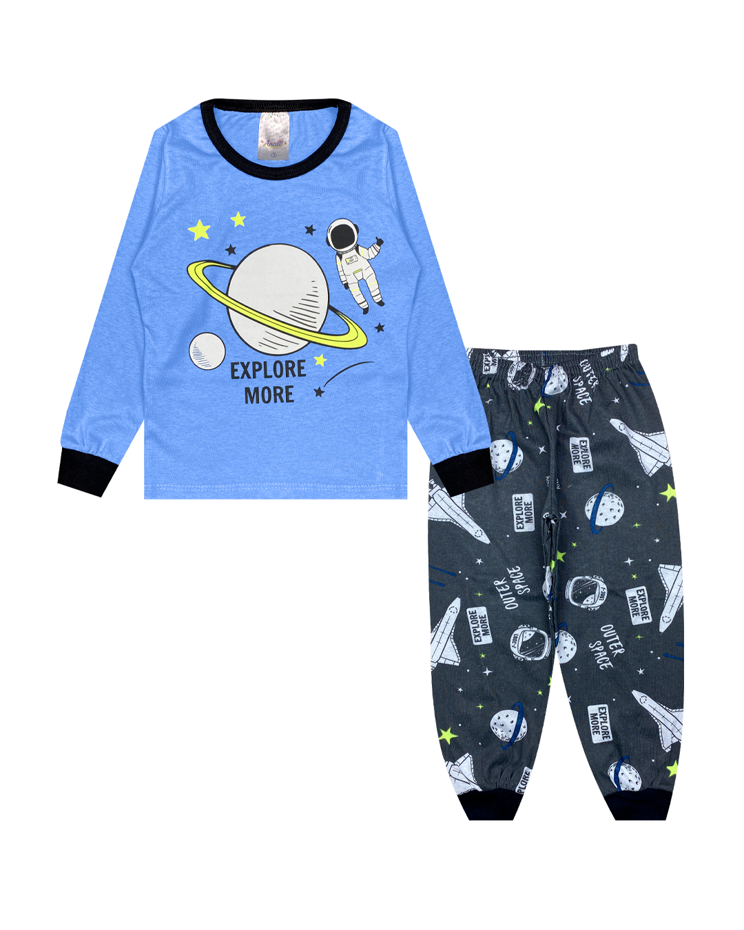 Pijama Infantil Menino Estampa Astronauta Cor Azul